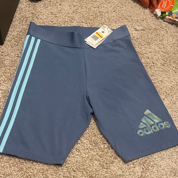 adidas Pants - Adidas Navy Shorts with Aqua Stripes